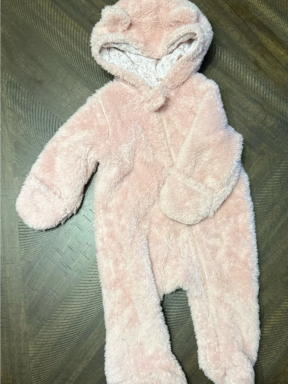 Carter's Plush Pink Hooded Footed One-Piece
